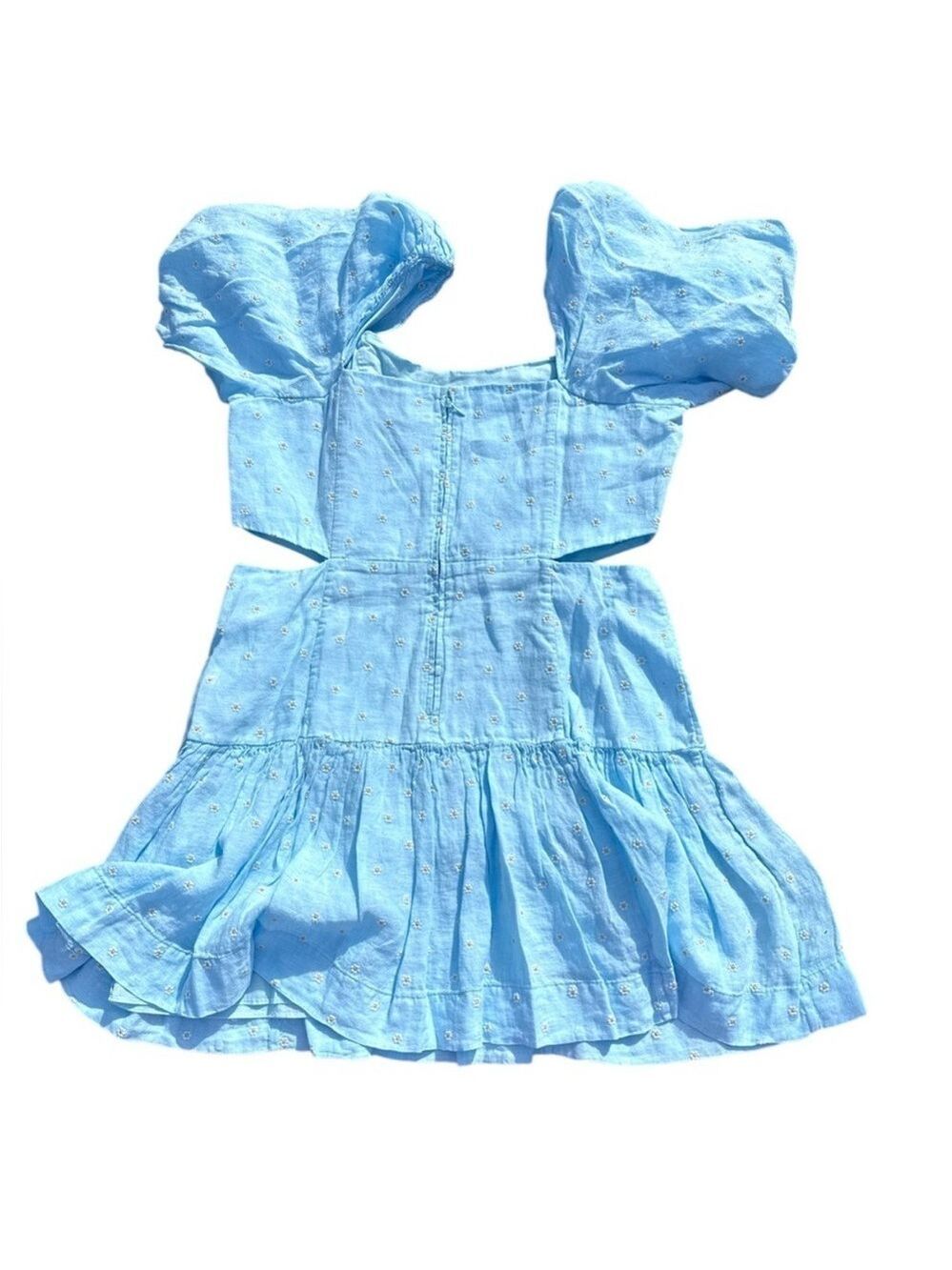 Lilly Pulitzer Kylanne Embroidered Linen Mini Dress Baby Blue Cutout Size 12 NWT - Picture 5 of 10